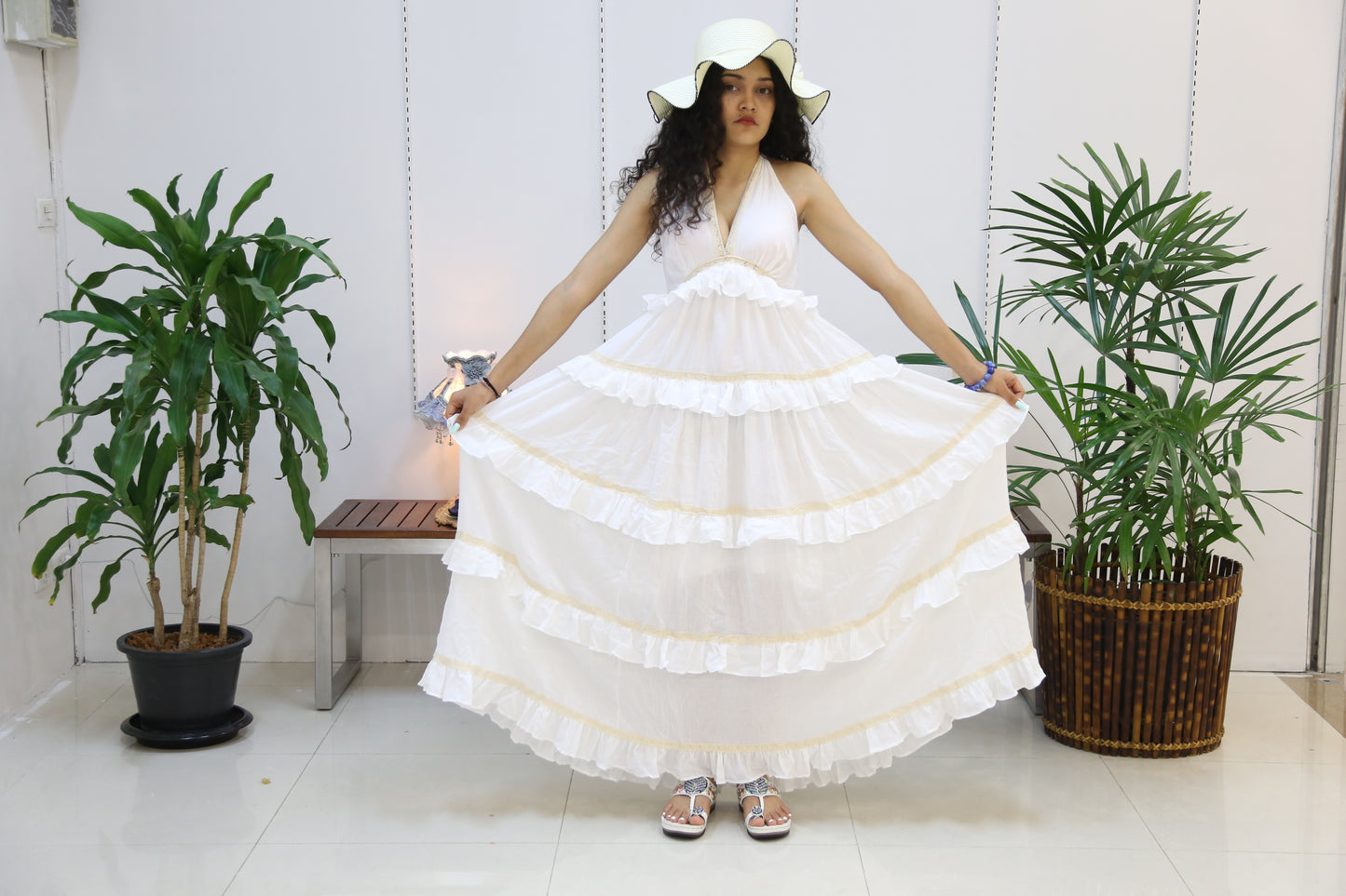Sleeveless Natural Cotton Boho Dress
