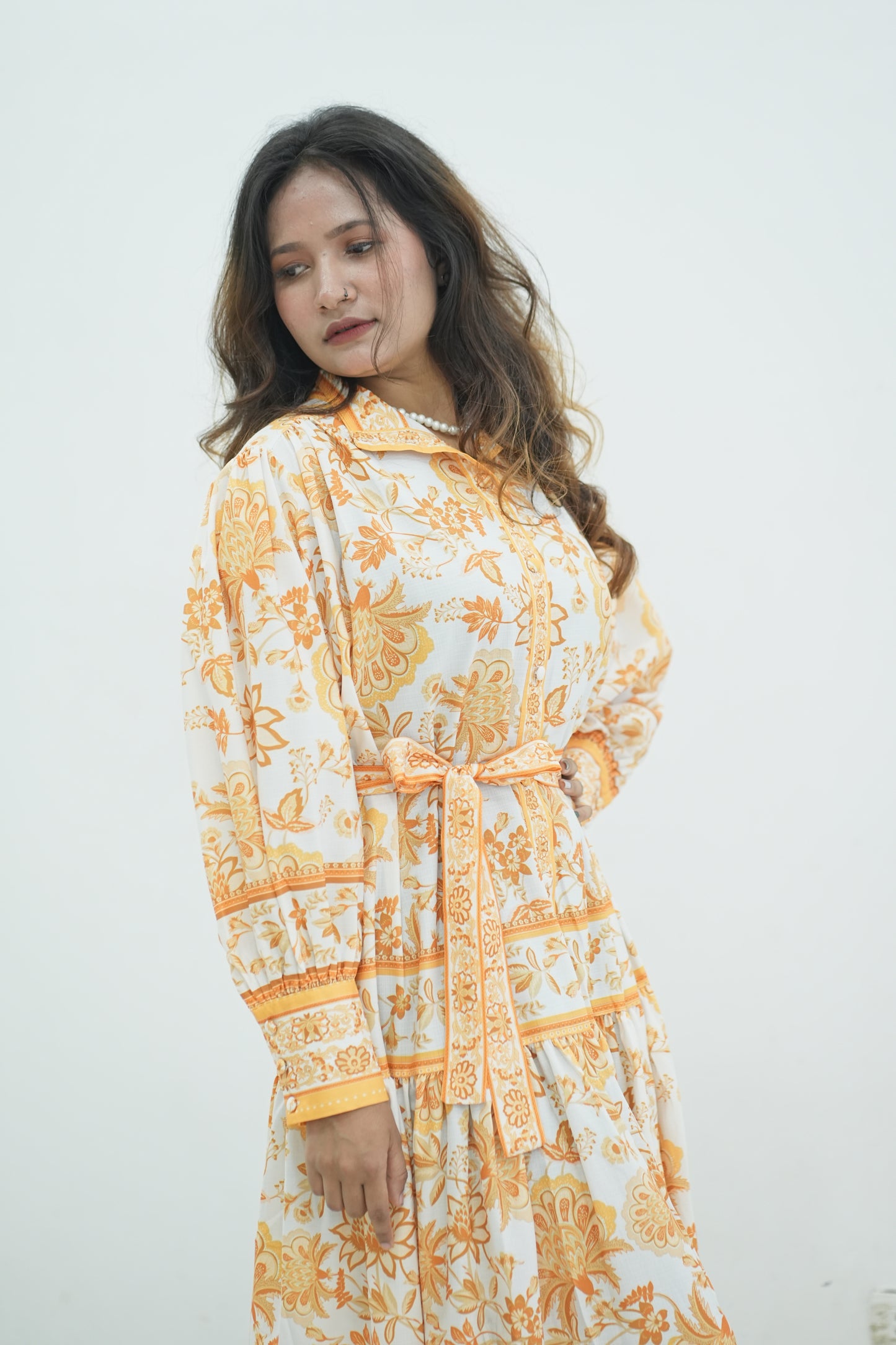 Floral Printed Cotton Maxi Dress / Abaya